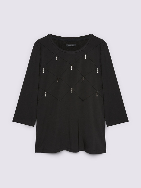 T-shirt en jersey de coton avec travail en losanges
