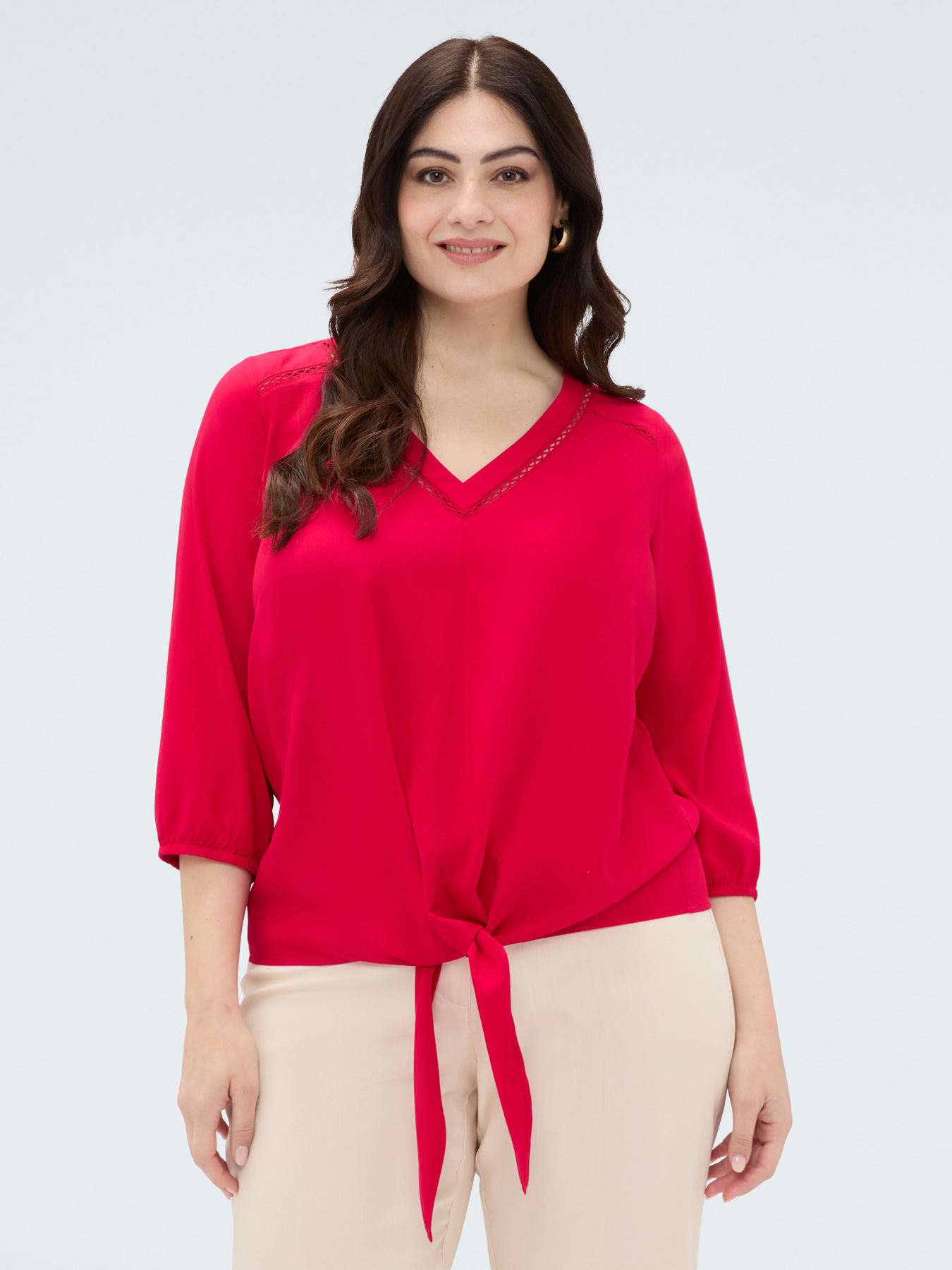 Bluse aus Viskose mit Knoten am Saum image number 3