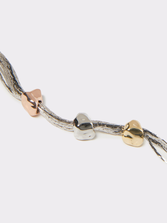 Bracelet à rangs multiples avec perles et pépites