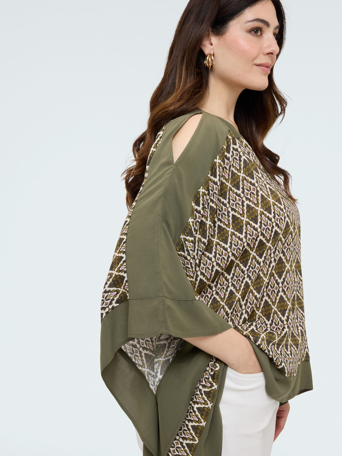 Viscose satin blouse with print image number 3