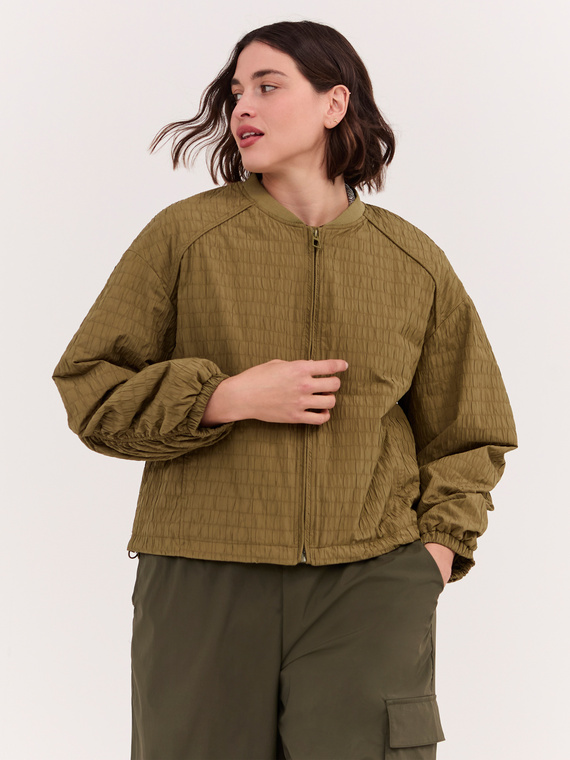 Short bomber jacket with raglan sleeves