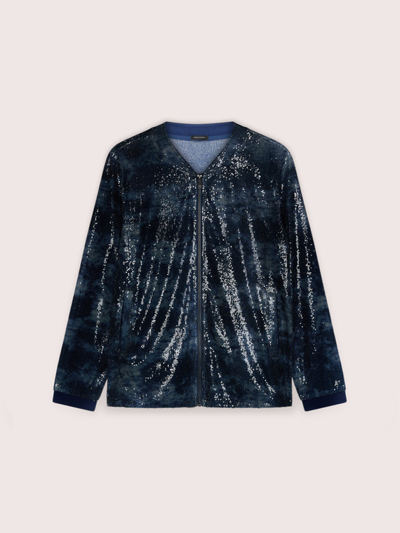 Open sweatshirt in tulle with sequins