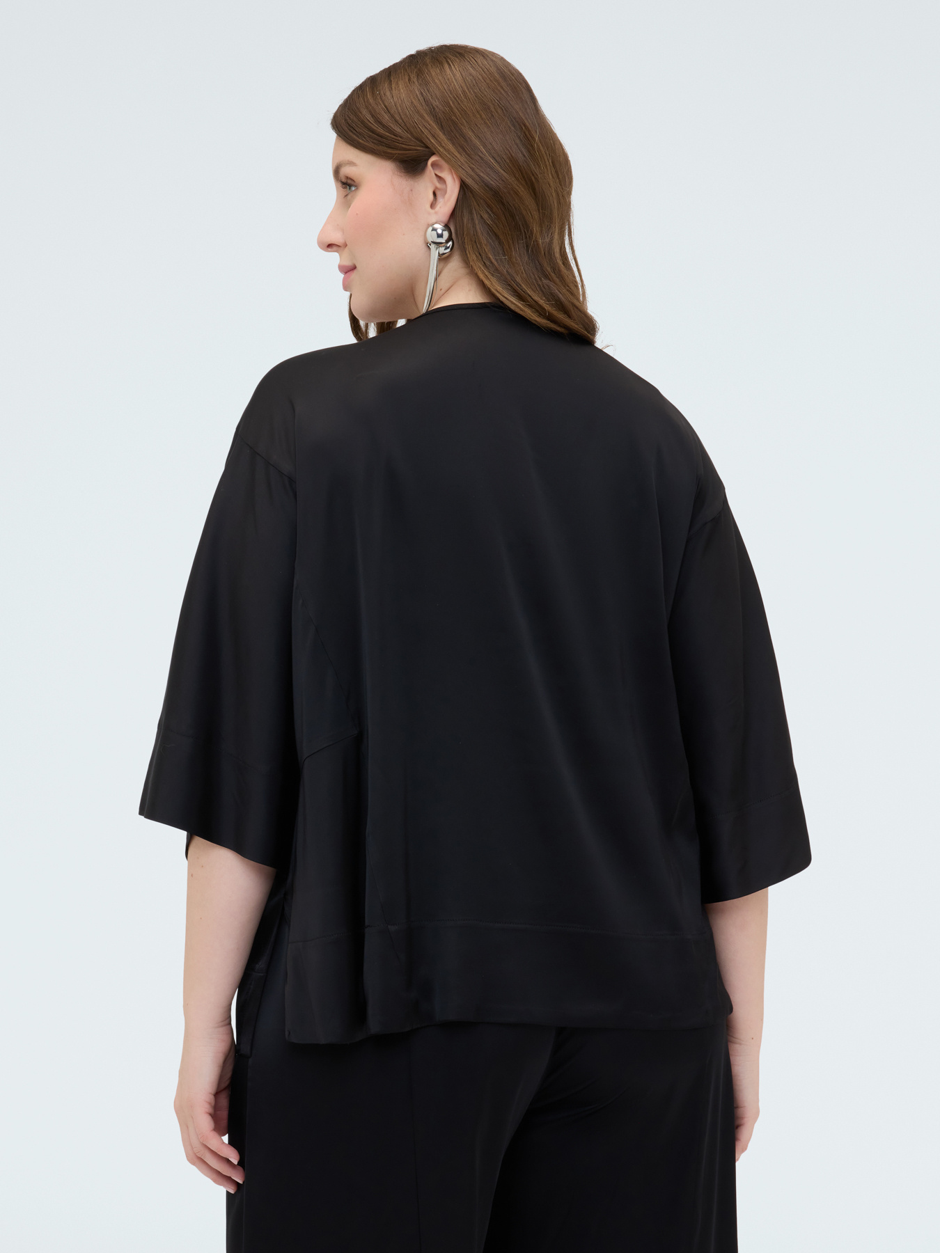 Satin blouse with boat neckline image number 1