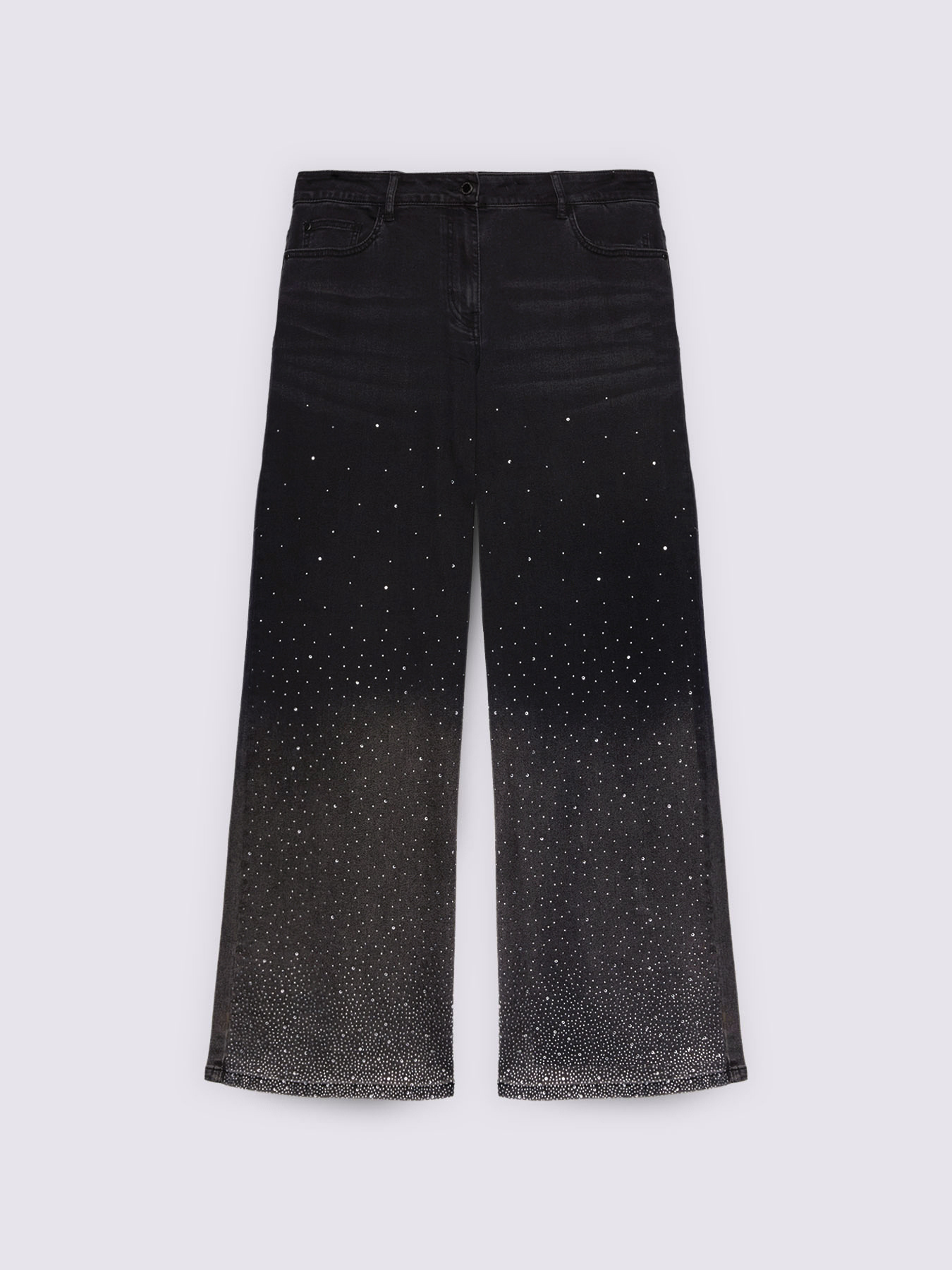 Jeans wide leg con punti luce effetto degrad&eacute; image number 5