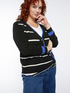 Striped cardigan with diagonal closing image number 3