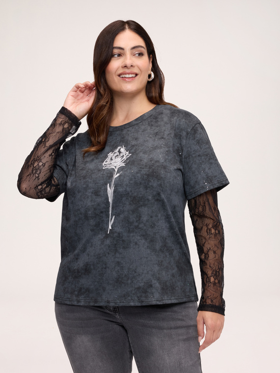 T-Shirt mit Spitzen&auml;rmeln