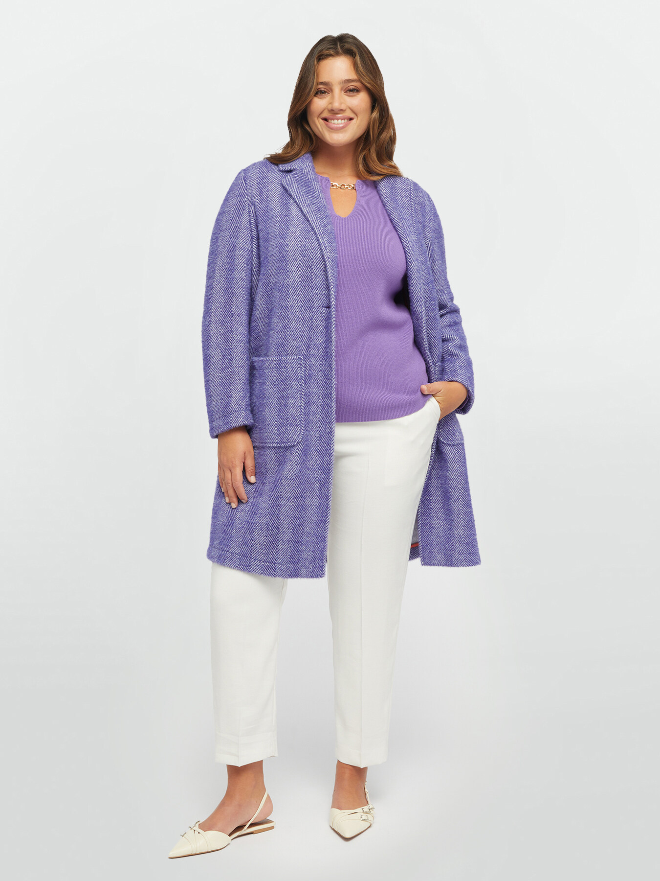 Cappotto jacquard con tasche image number 0