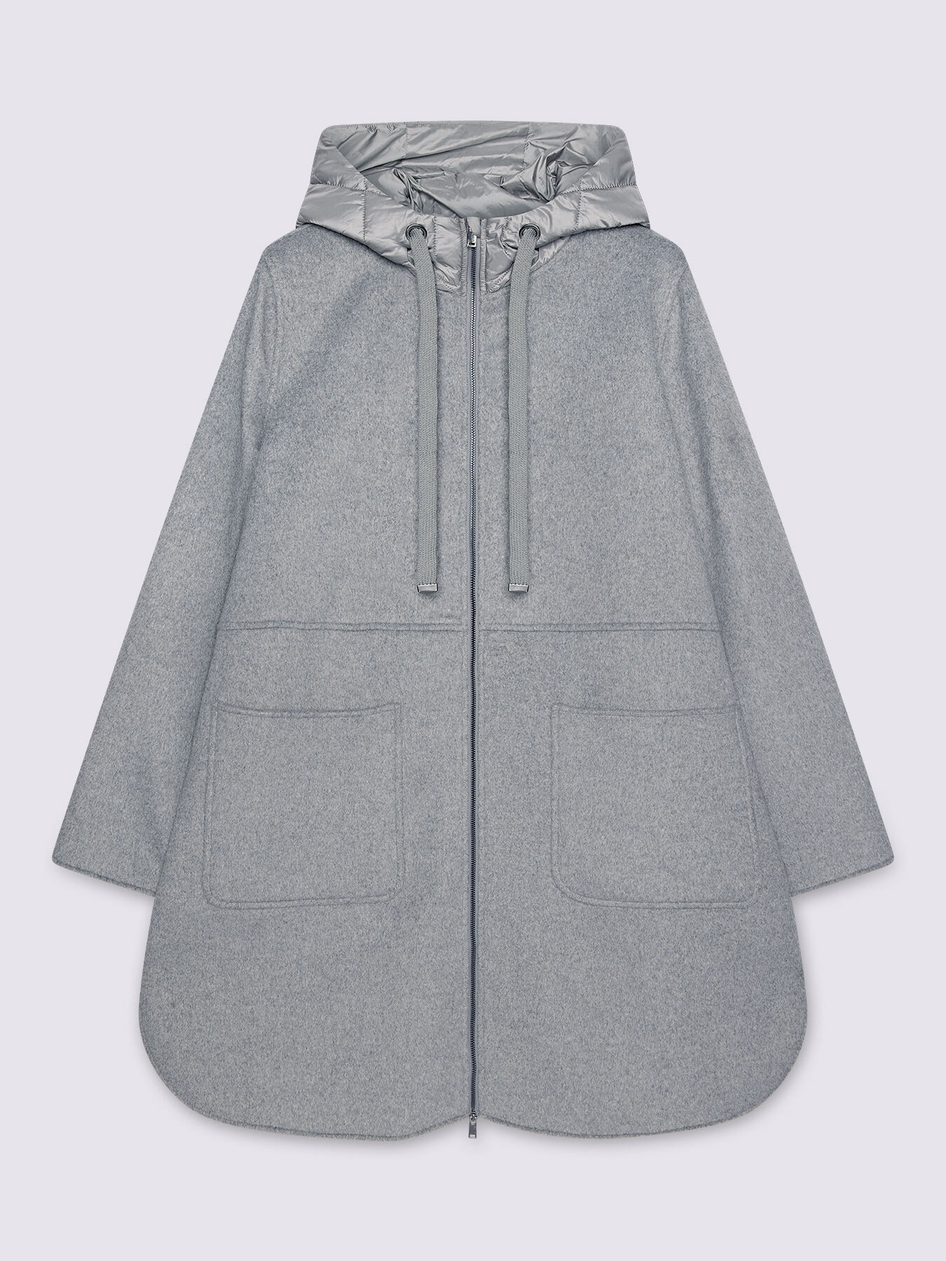 Wool blend coat with nylon hood image number 6