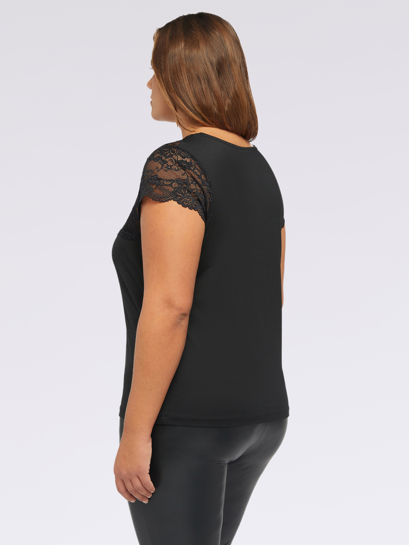 Jersey T-shirt with lace insert image number 1