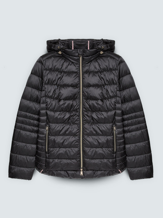 Quilted down jacket with detachable hood