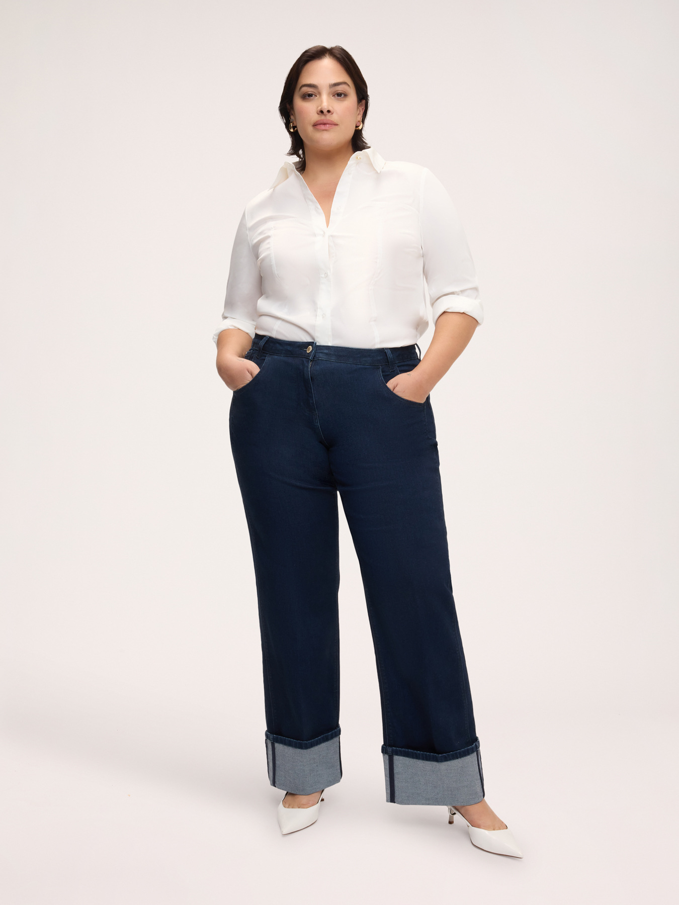 Wide Leg Jeans with maxi cuff image number 2