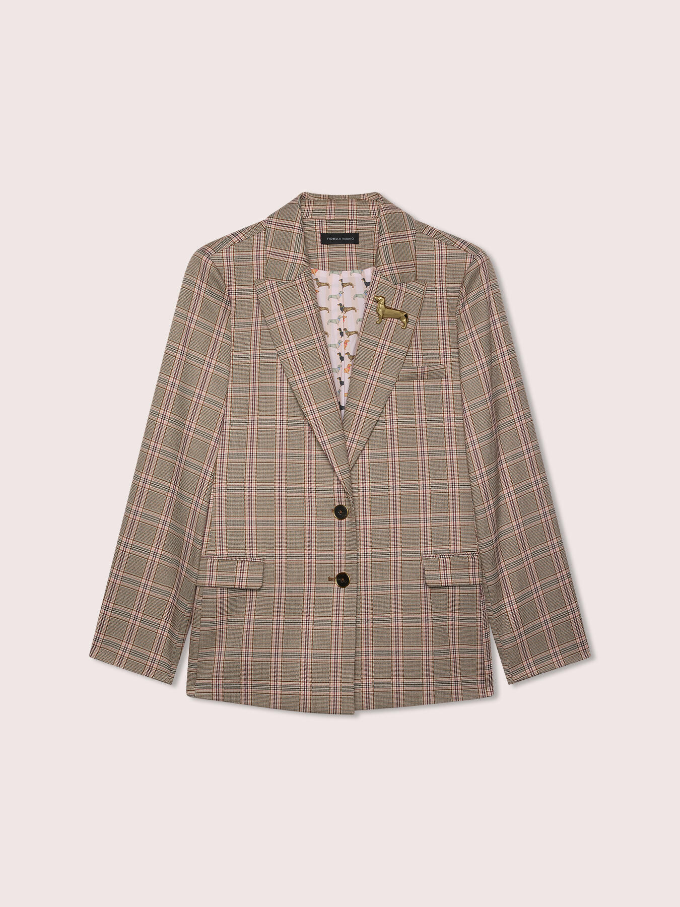 Karierter Blazer mit Dackel-Brosche image number 6