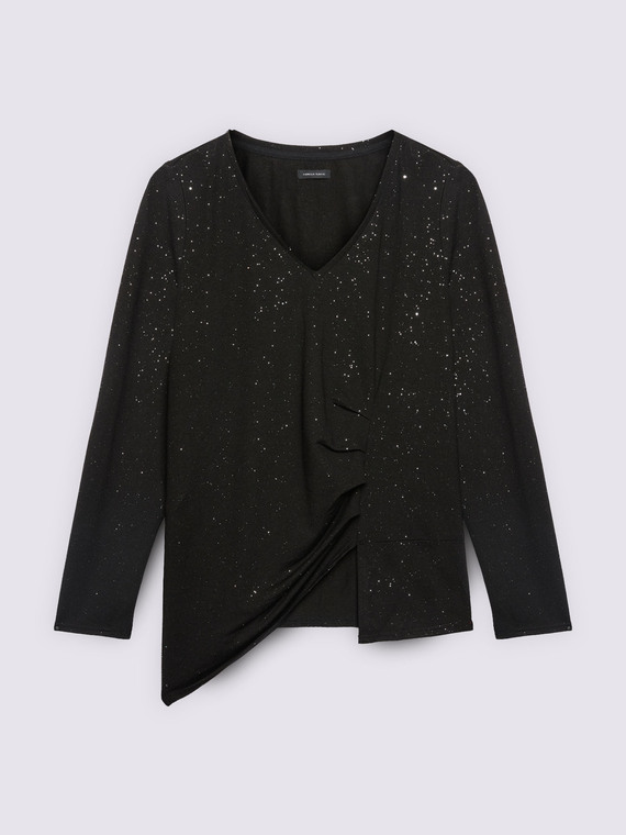 T-shirt paillet&eacute; avec drap&eacute; lat&eacute;ral