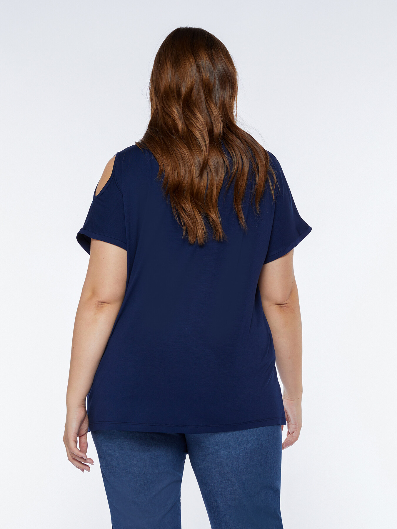 T-shirt with rhinestones and cut out details image number 1