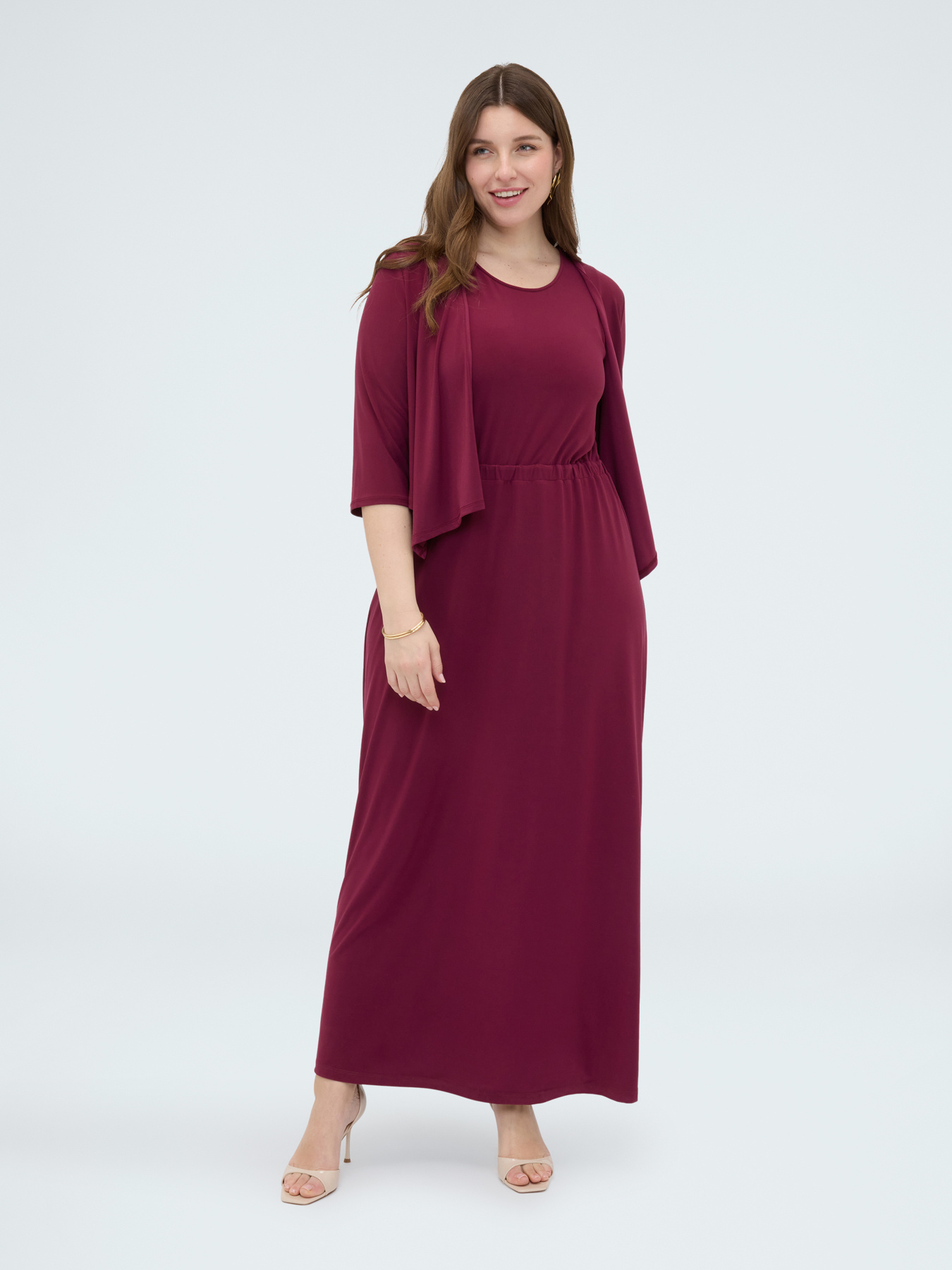 Robe longue en jersey avec d&eacute;collet&eacute; dans le dos image number 6