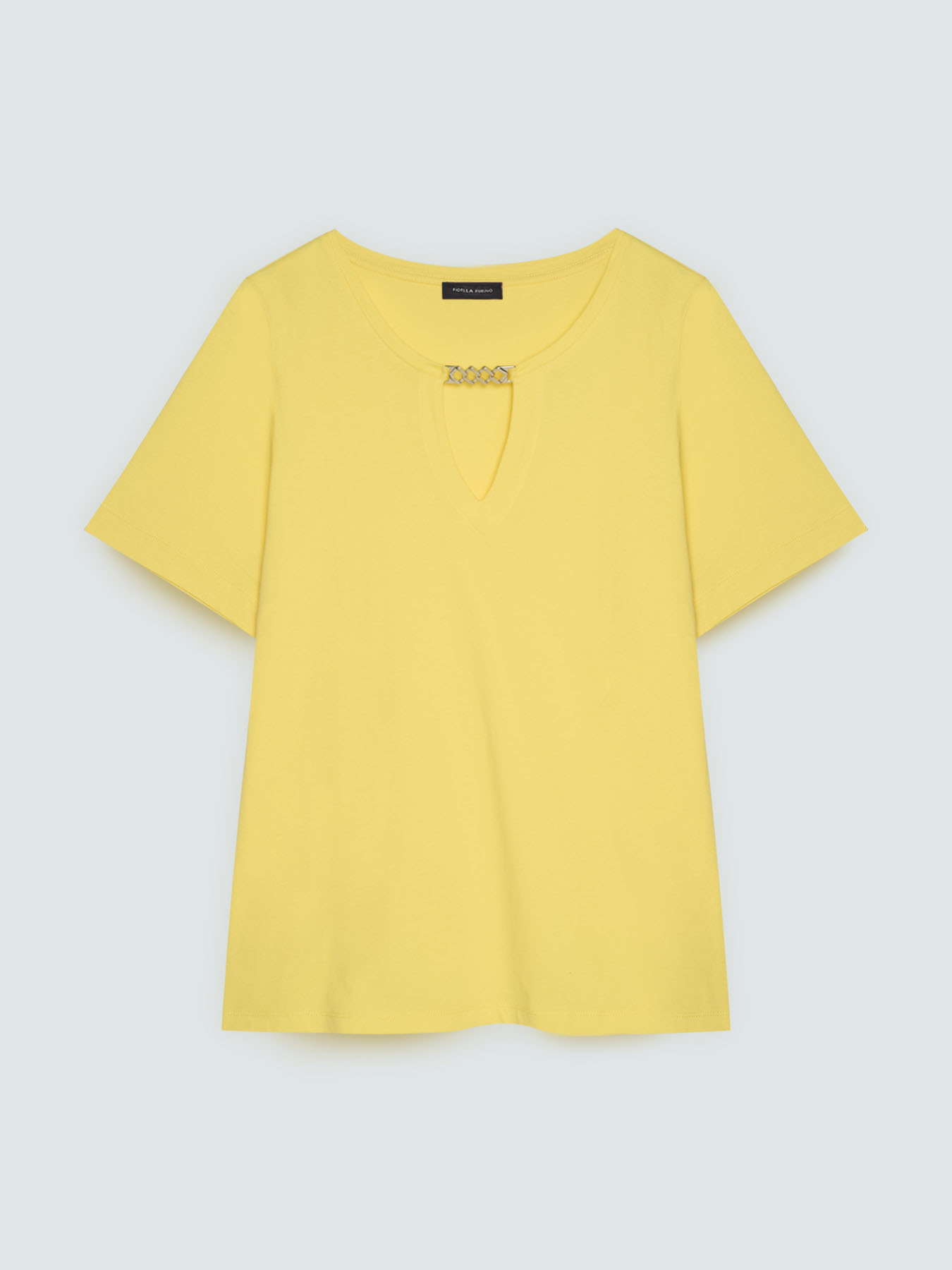 T-Shirt aus Baumwolle mit goldener Kette image number 4