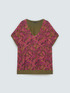 Camiseta bimaterial con estampado y mangas kimono image number 4