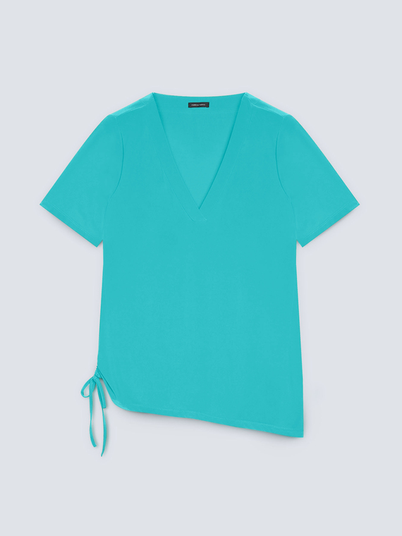 T-shirt with drawstring on the side