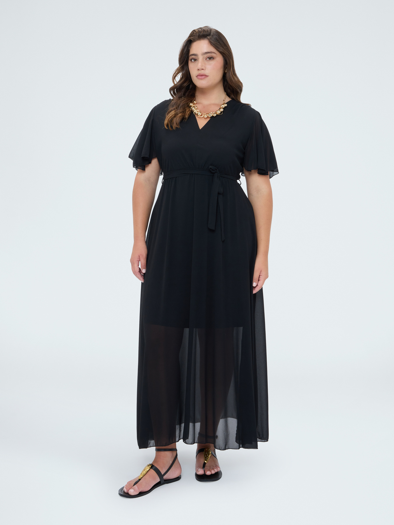 DREAM georgette dress with V-neckline image number 2