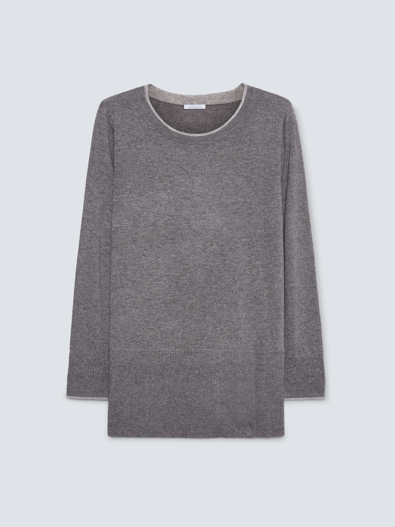 Pullover mit Bord&uuml;ren in Kontrastfarbe und Schlitz am Saum image number 3