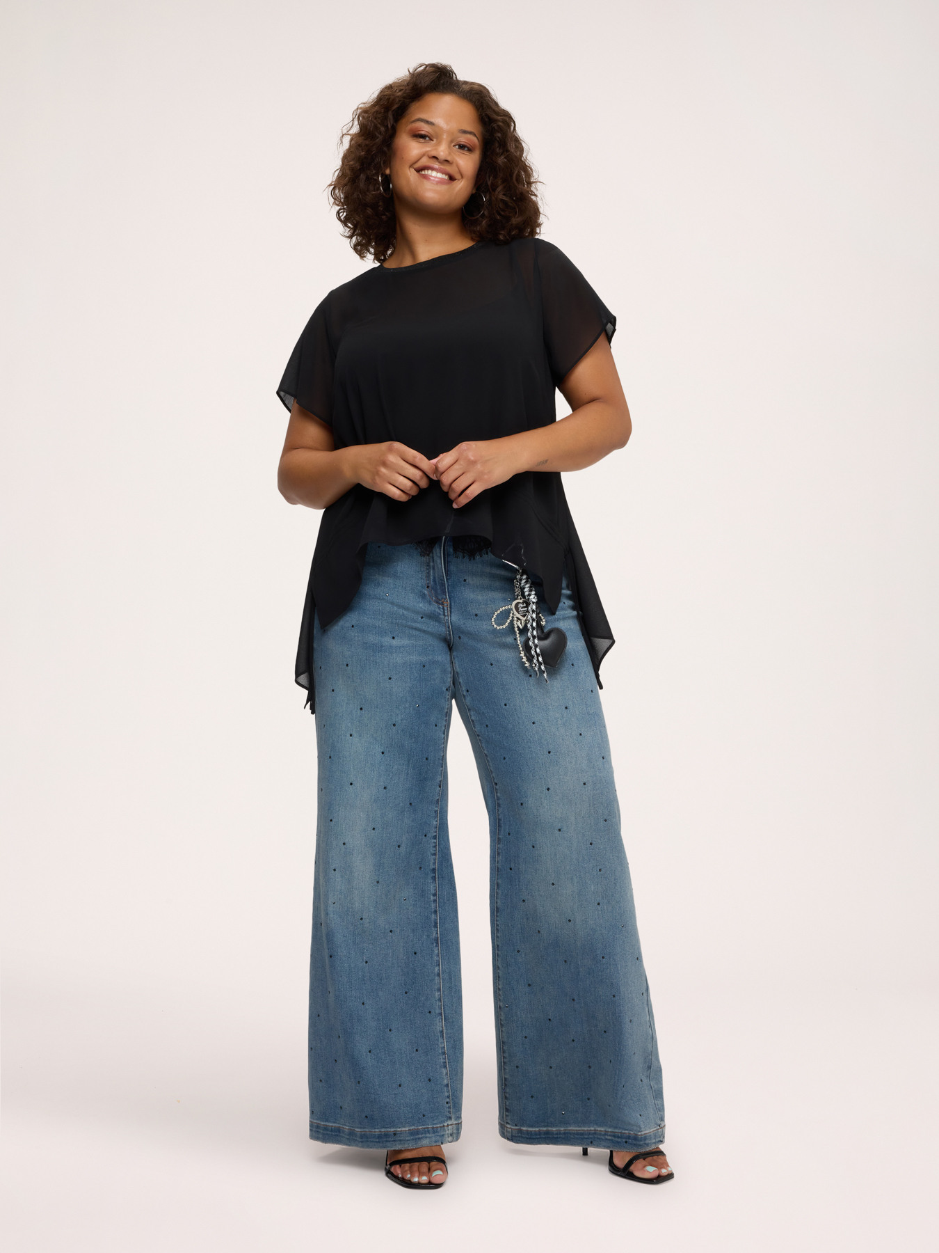 Jeans Wide Leg &mu;&epsilon; &delta;&alpha;&nu;&tau;έ&lambda;&alpha; &kappa;&alpha;&iota; charm image number 2