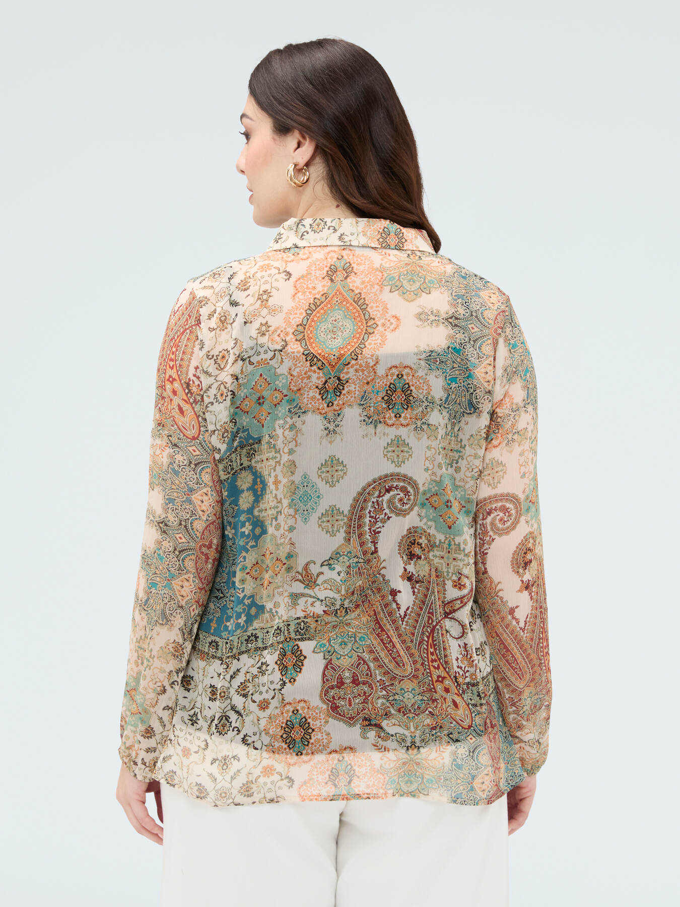 Camicia in georgette stampa paisley image number 1