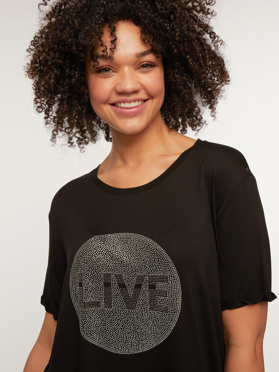 Fiorella Rubino T-shirt con scritta in cristalli Donna