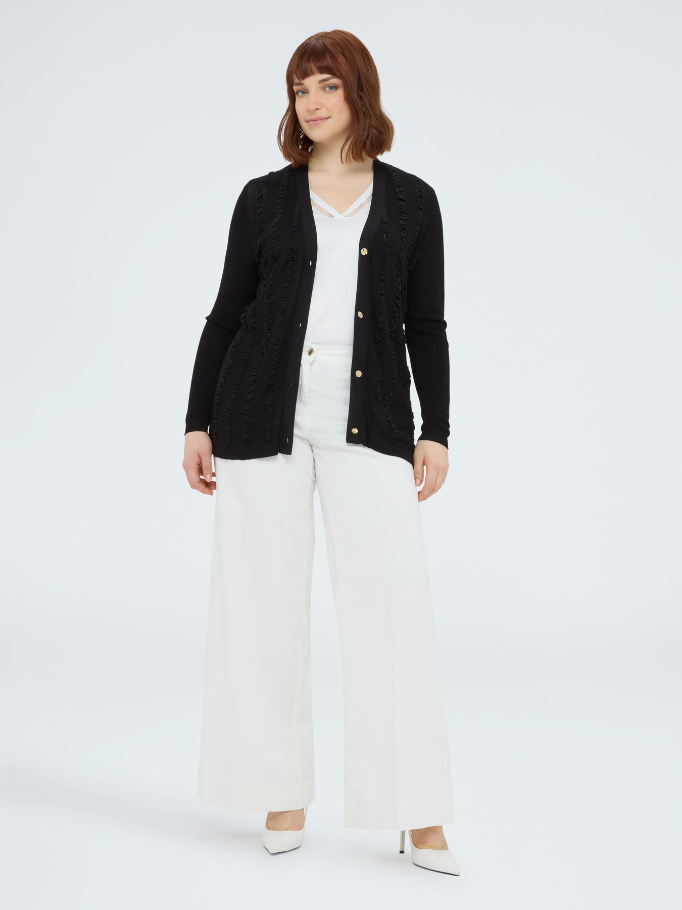 Cardigan with micro ruffles image number 2