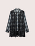 Checked shirt with floral lace inserts image number 4