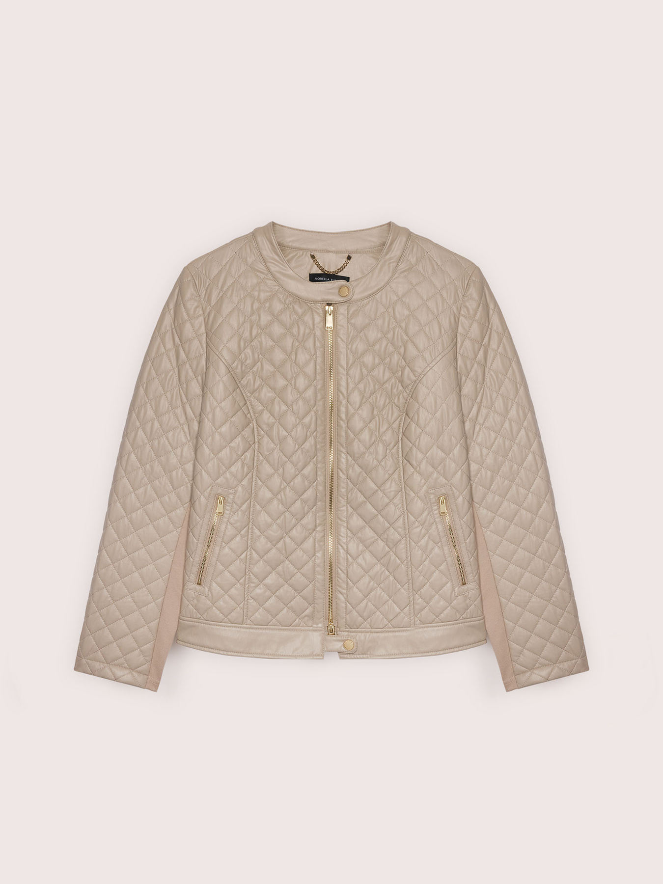 Diamond-quilted biker jacket image number 4