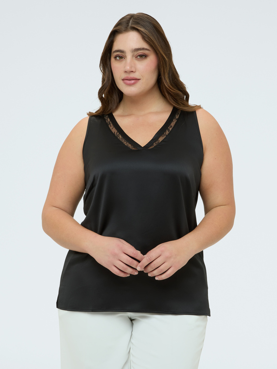 V-neck top with lace detail
