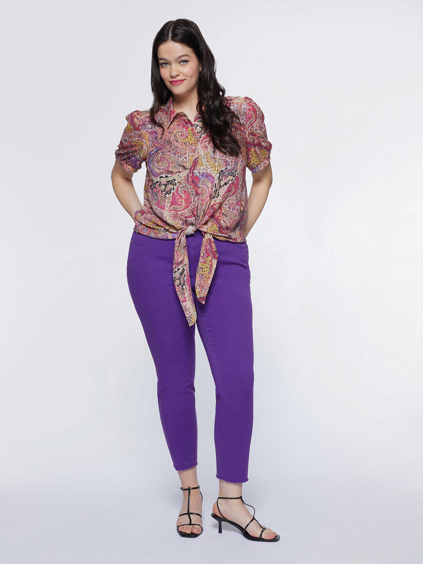 Camicia stampata con fiocco al fondo image number 2