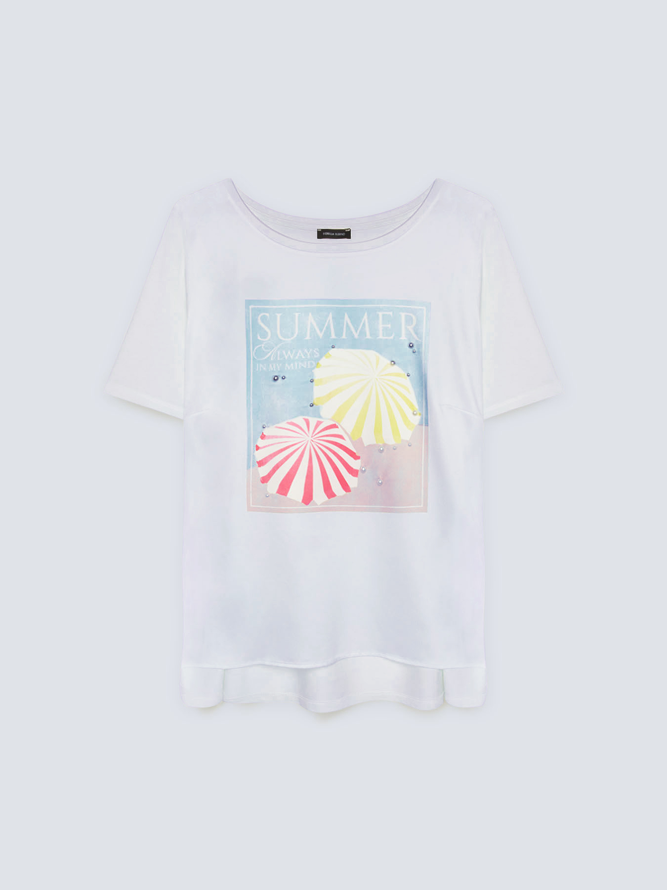 T-Shirt mit Aufdruck und Perlen image number 4