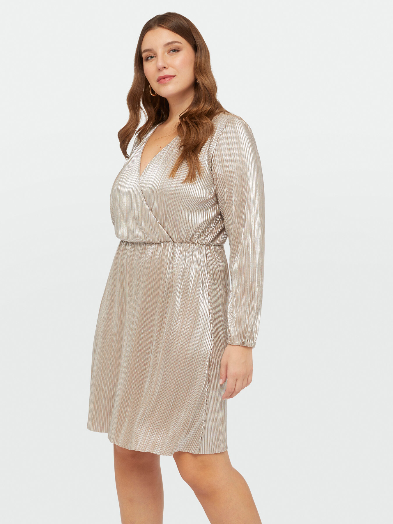 Vestito color champagne plissettato image number 2