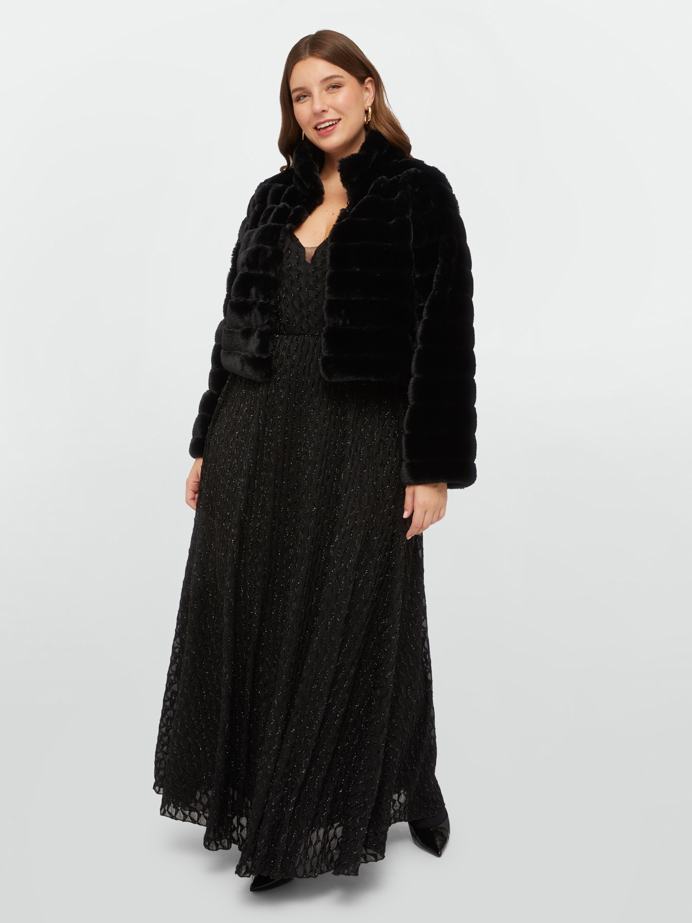 Robe longue en tissu lurex d&eacute;vor&eacute; image number 5