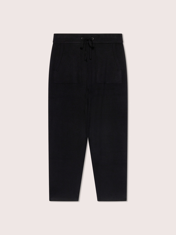 Joggers en tricot fin viscose m&eacute;lang&eacute;e