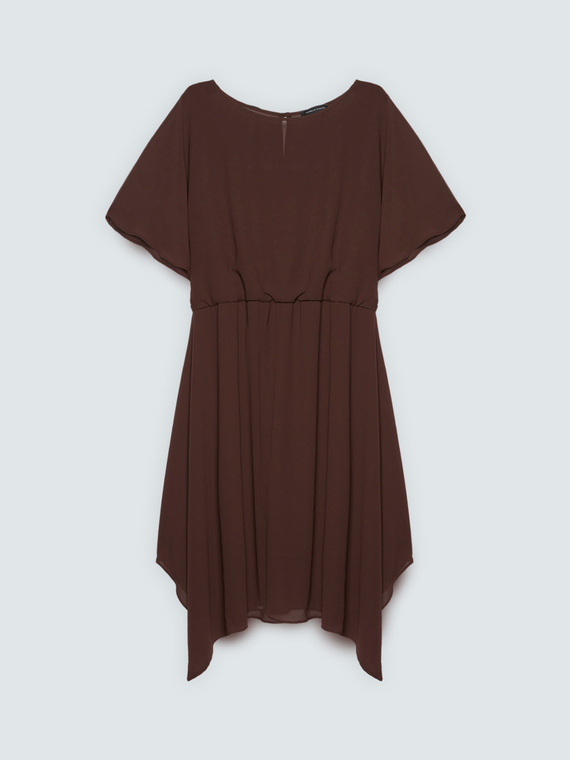 Kleid aus Georgette mit asymmetrischem Saum