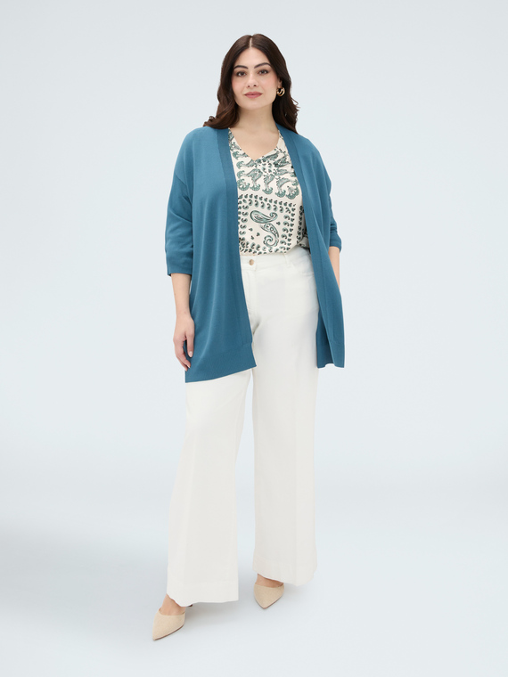Long cardigan in fine viscose blend knitwear