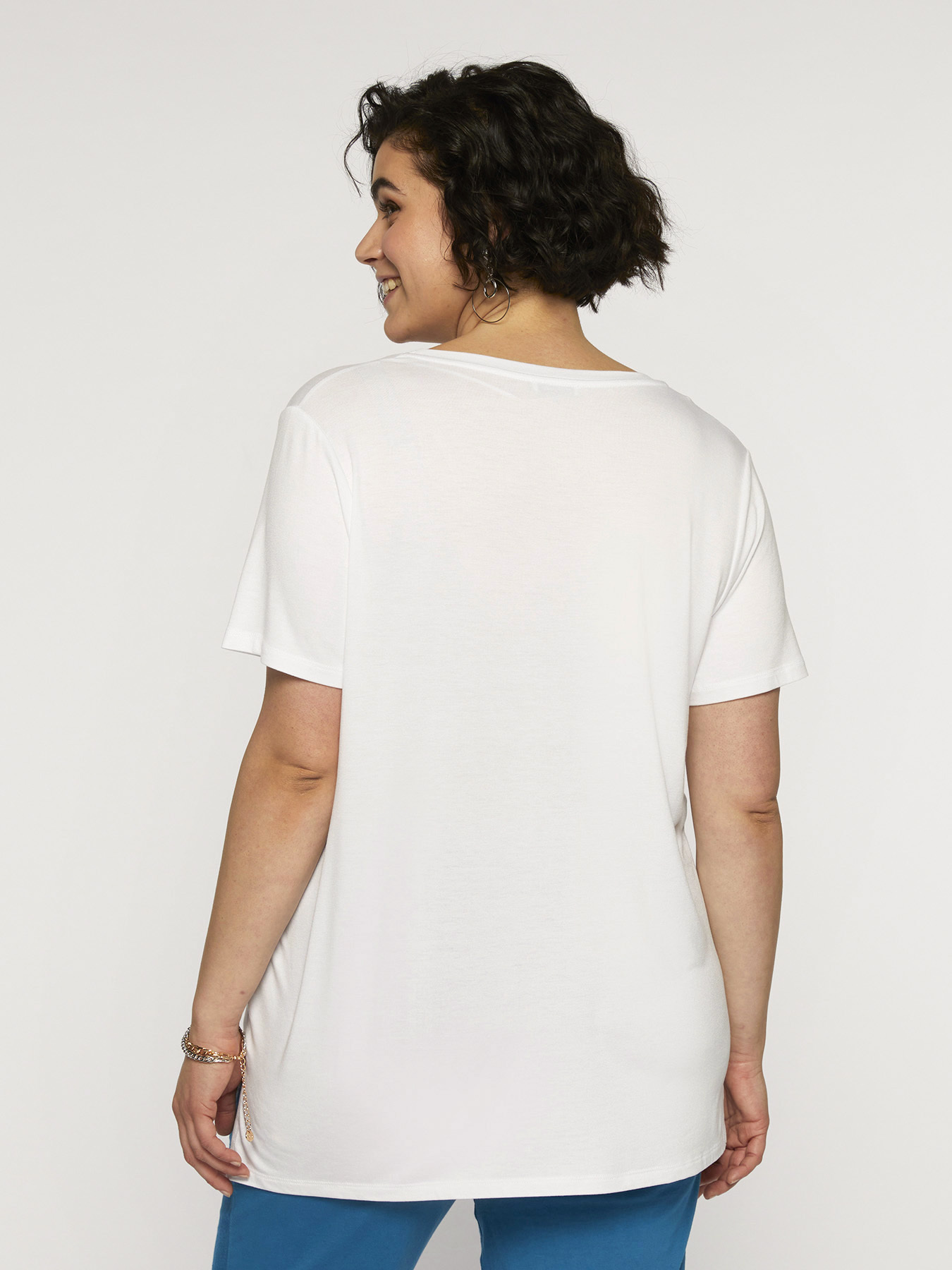 T-shirt with laminated print image number 1