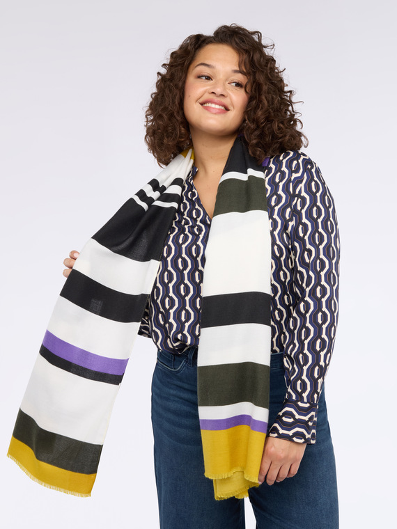 Striped scarf with #livefree logo