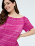 Striped lace T-shirt with boat neckline image number 3