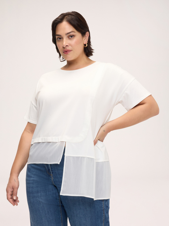 T-shirt con inserto asimmetrico