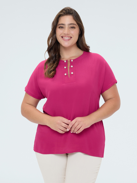 T-Shirt aus Viskose mit Perlendetail
