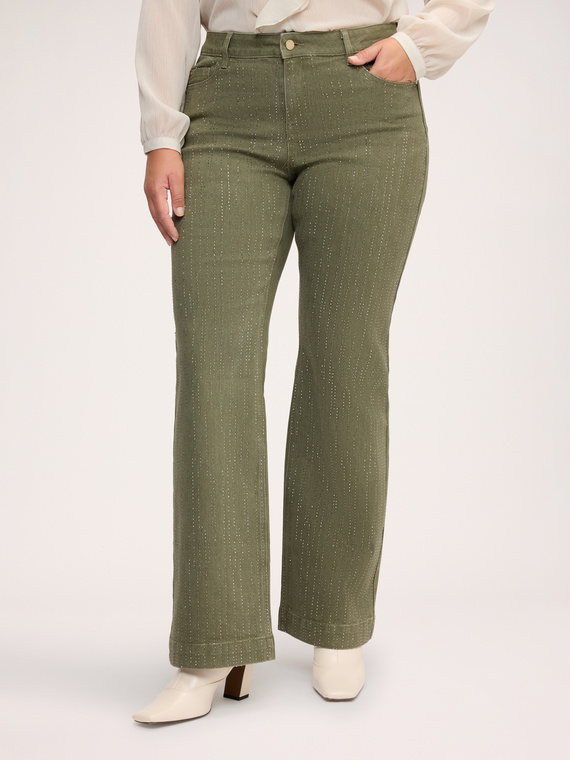 Pantaloni Flare in denim con applicazioni
