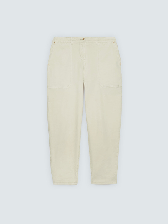 Carrot Fit Cotton Trousers