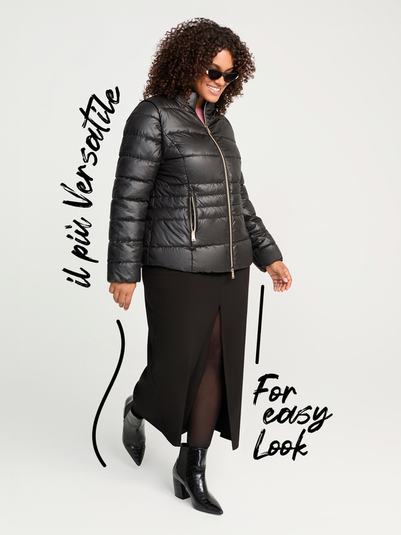 Quilted puffer jacket with high collar