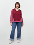 Block colour jumper with V-neck image number 0