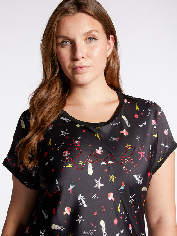 Fiorella Rubino T-shirt con stampa e scritta Donna Nero