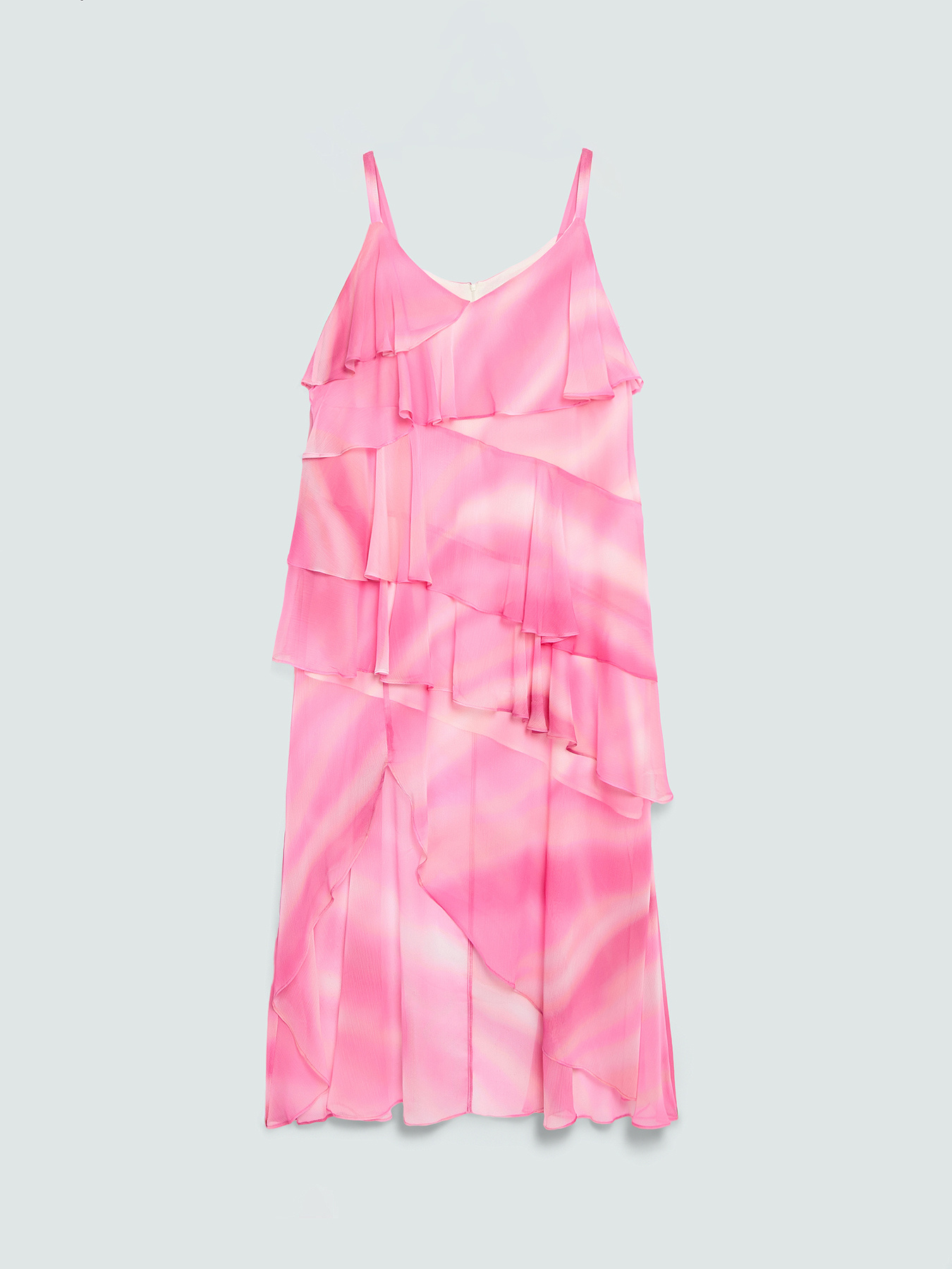 Langes ausgestelltes Kleid aus Georgette image number 5