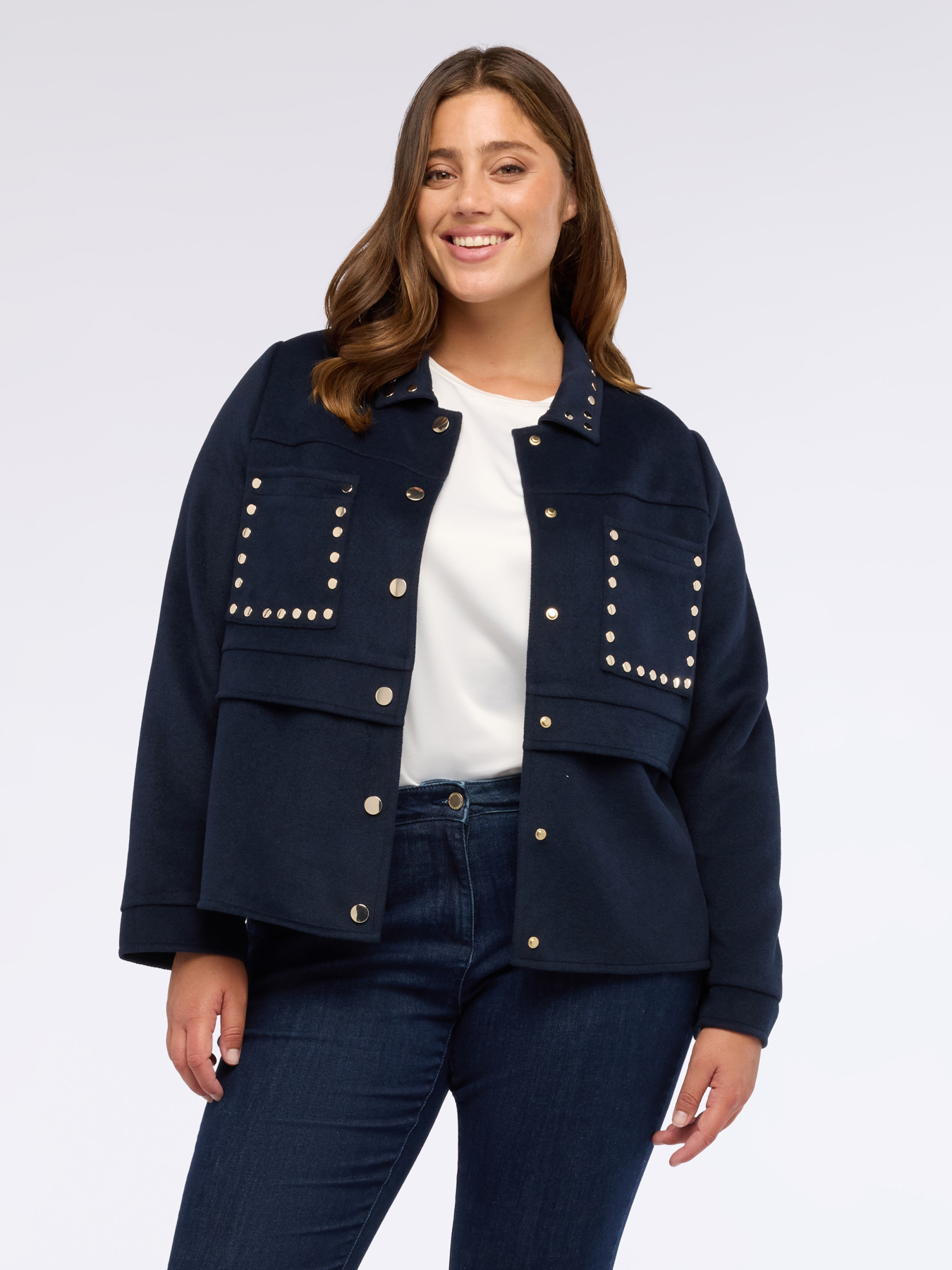 Short wool blend jacket with studs image number 3